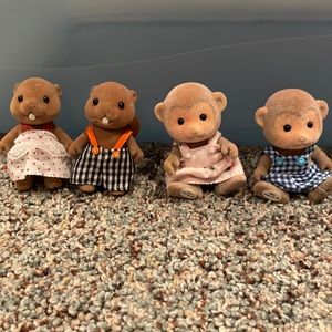 Calico Critter misc critters: brother and sister beavers & monkeys